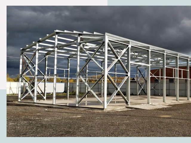 Двускатные ангары в Мыски от 609 руб. за квадрат